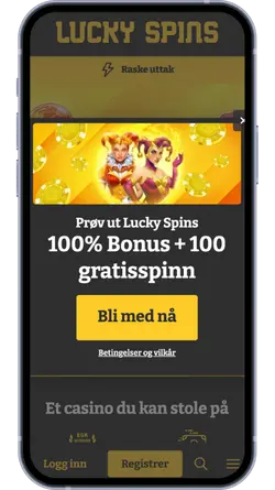 LuckySpins hjemmeside
